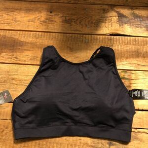 Bally Total Fitness Sports Bra XL Black Low Impact Seamless Stretch NWT